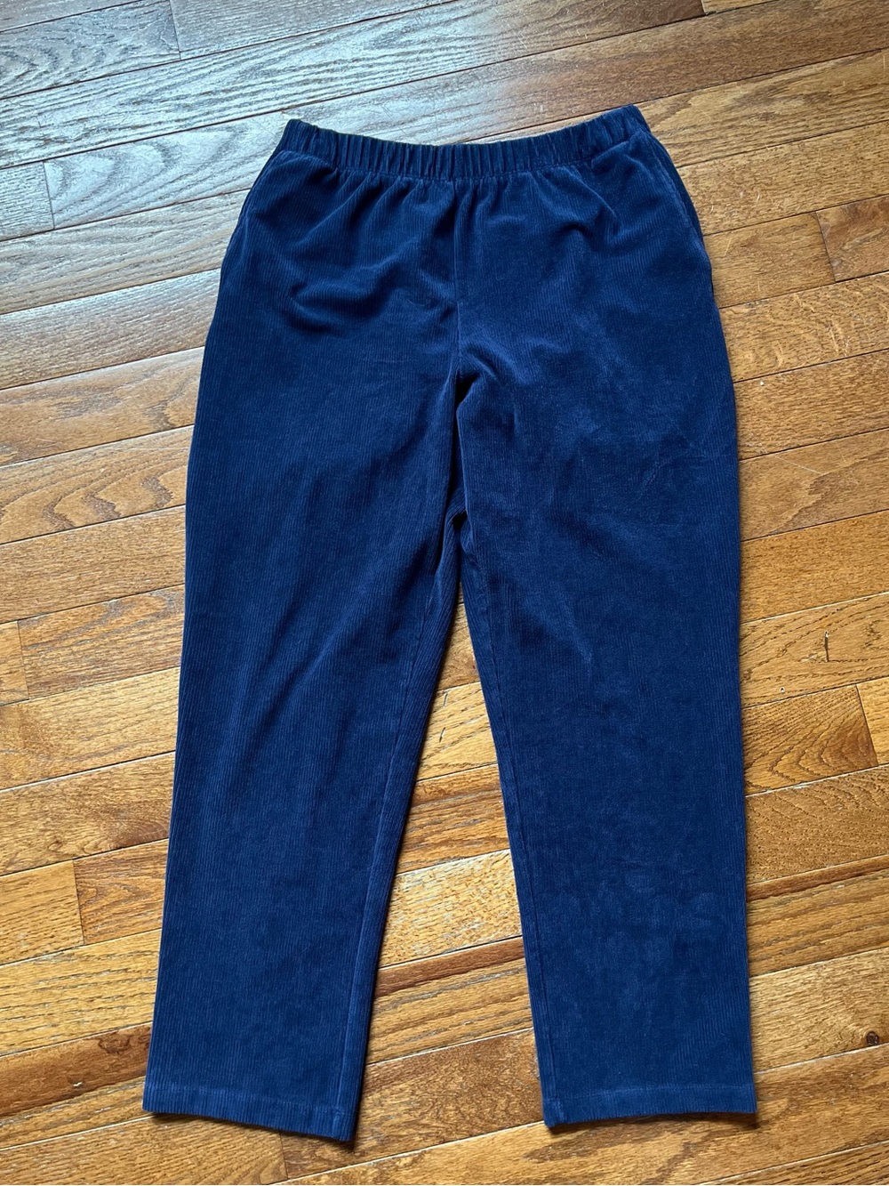 Lands End Women’s Navy Blue Pull-On Corduroy Pants, Size Medium Petite